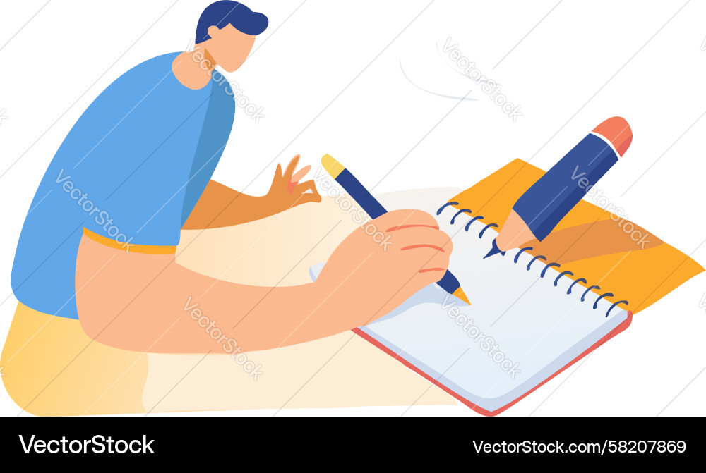 Man Studying with Notebook Vector Image