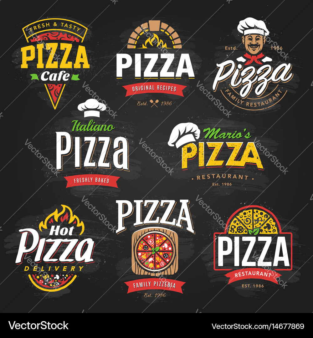 Pizza emblems set Royalty Free Vector Image - VectorStock