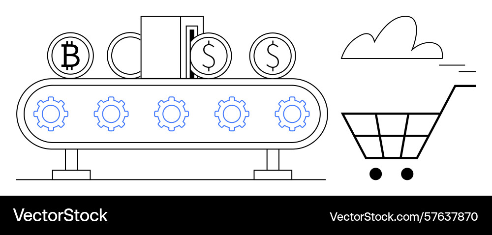 Automated payment system with coins and cart Automated payment system with coins and cart vector image