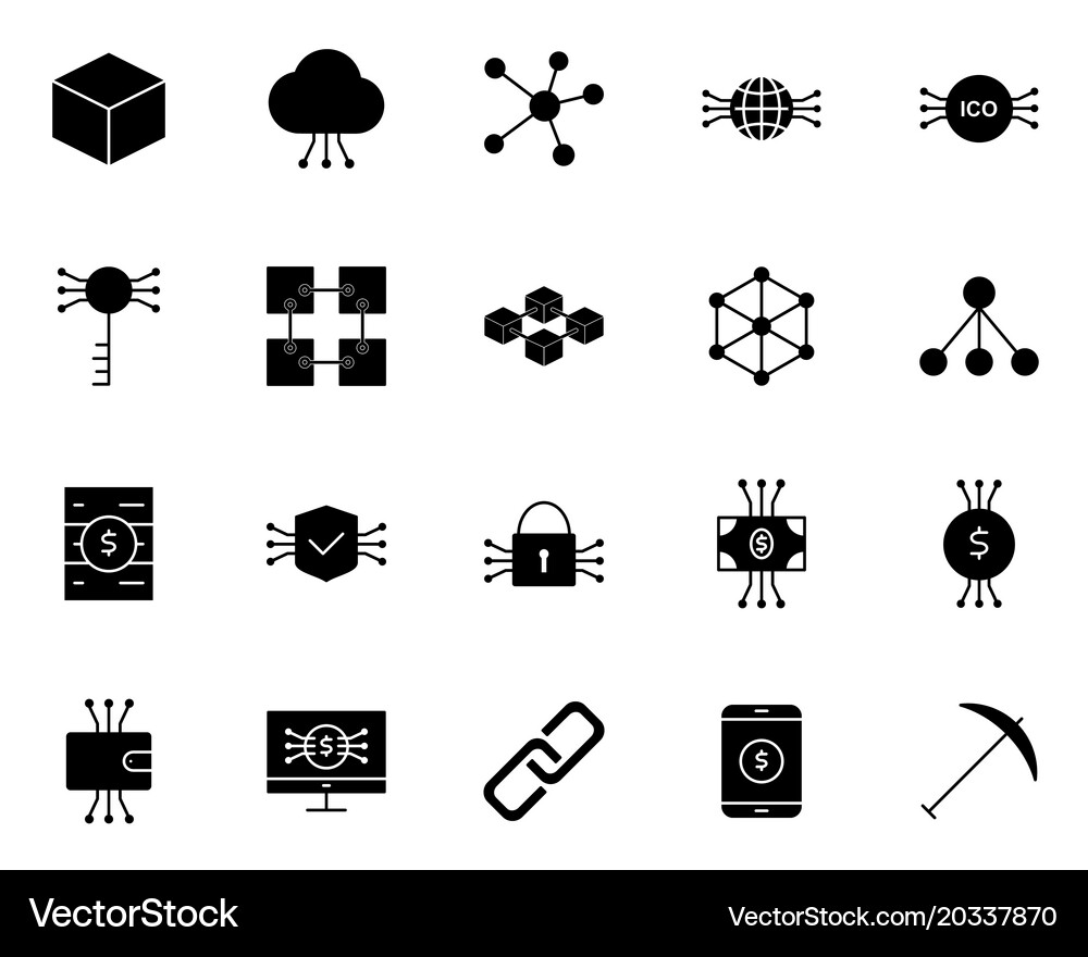 Blockchain cryptocurrency icons set – Royalty-Free Vector | VectorStock