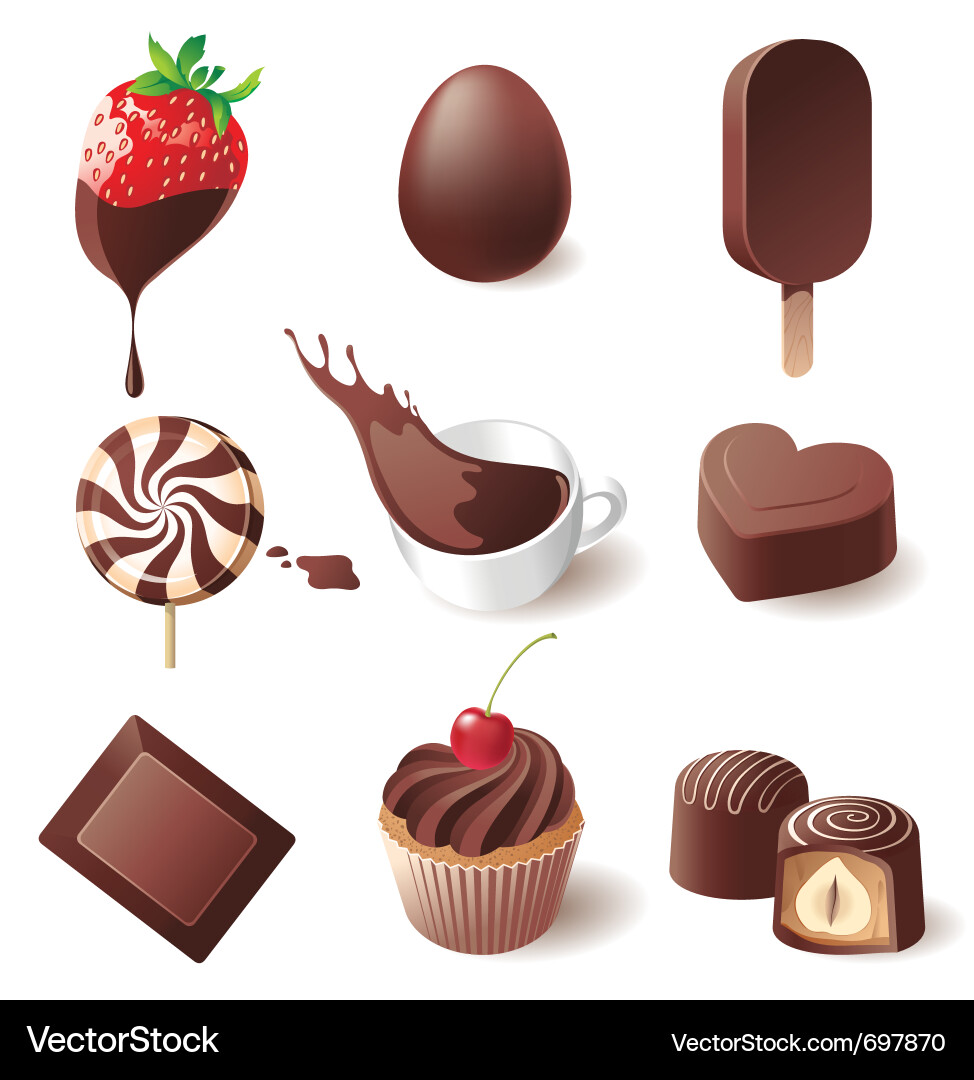 Detailed Chocolate Icon Set vector image