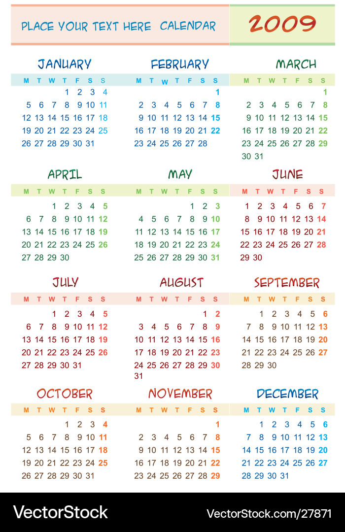 2024 Calendar with Date Space Vector Image