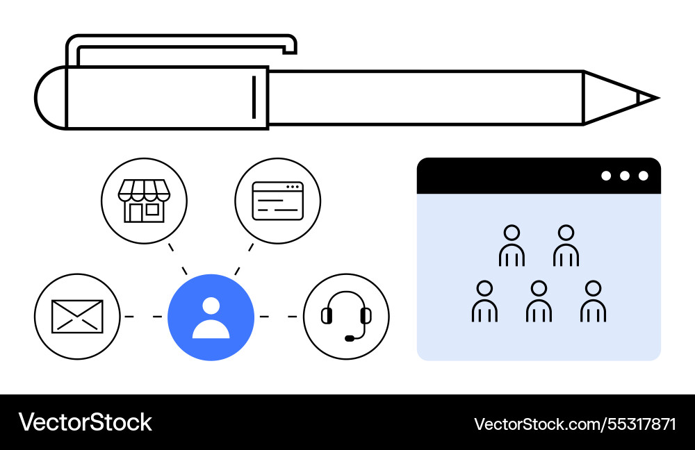 Centralized user profile connecting communication Centralized user profile connecting communication vector image