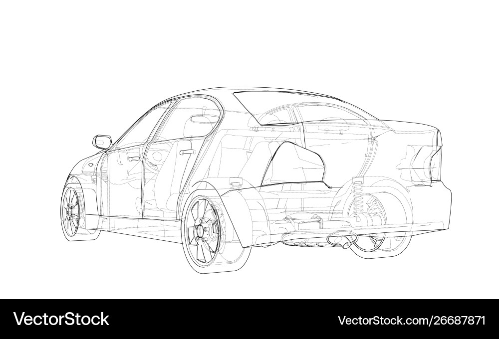 Concept car rendering 3d Concept car rendering 3d vector image