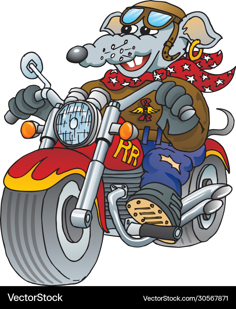 Cute Rat Riding Motorcycle Vector Image