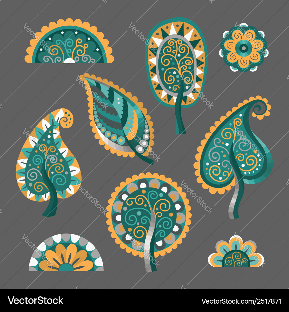 Decorative flat style trees Royalty Free Vector Image