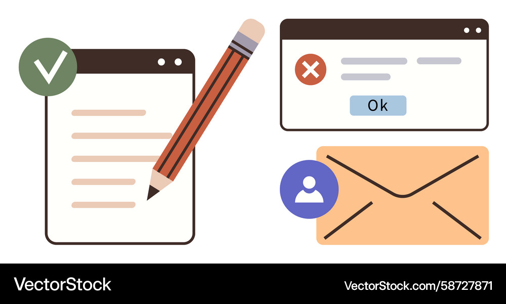 Document completion process with forms Document completion process with forms Vector Image