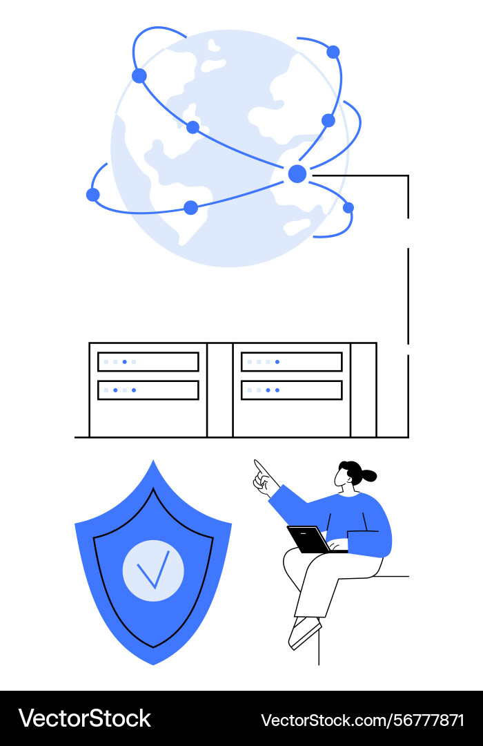 Global network connectivity with data servers Global network connectivity with data servers vector image