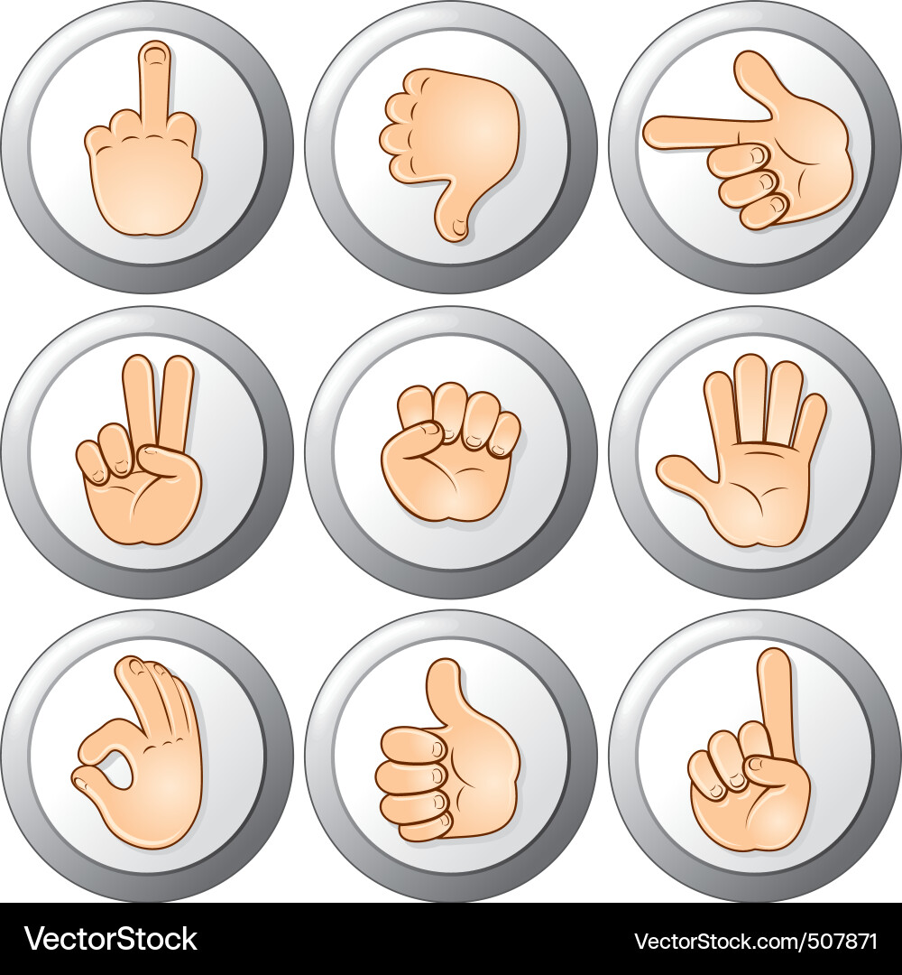 Hand Gestures on Buttons vector image