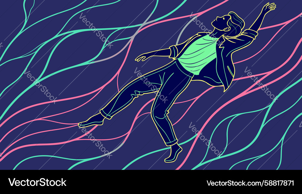 Person diving into abstract pattern dynamic Vector Image