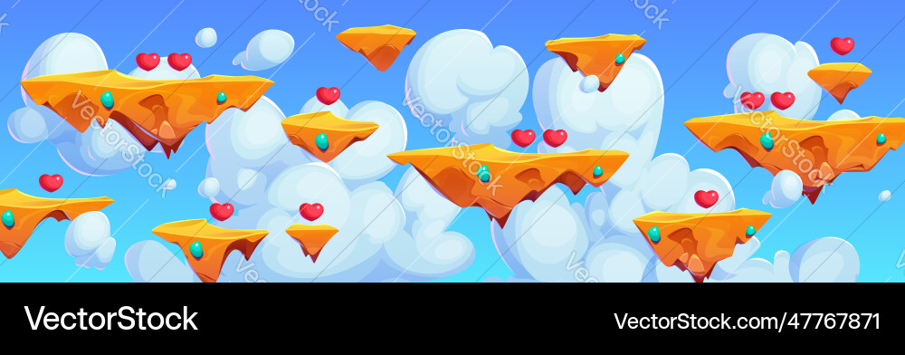Sky with cloud and floating island game background Sky with cloud and floating island game background vector image
