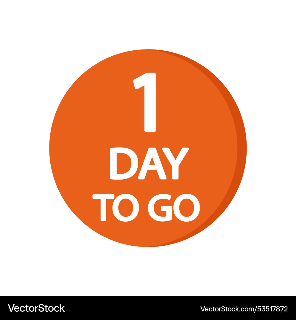Countdown badge number one highlight orange round vector image