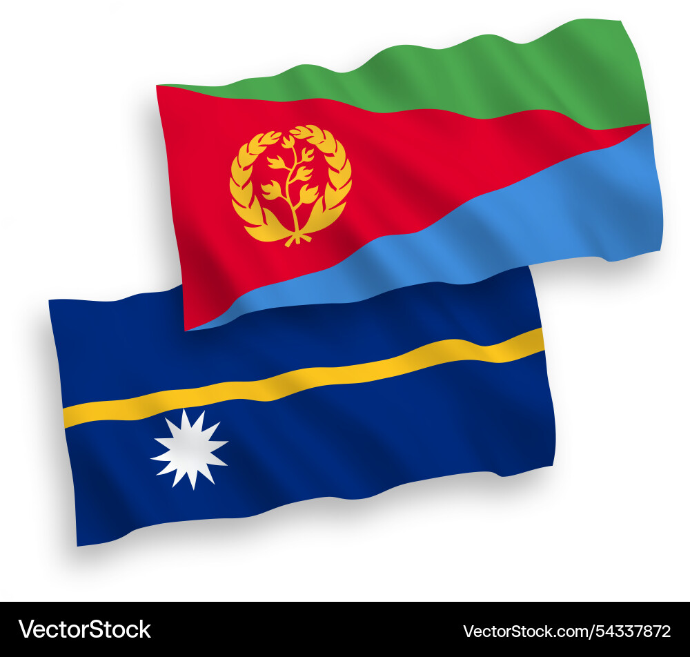 Flags of eritrea and nauru are fluttering Vector Image