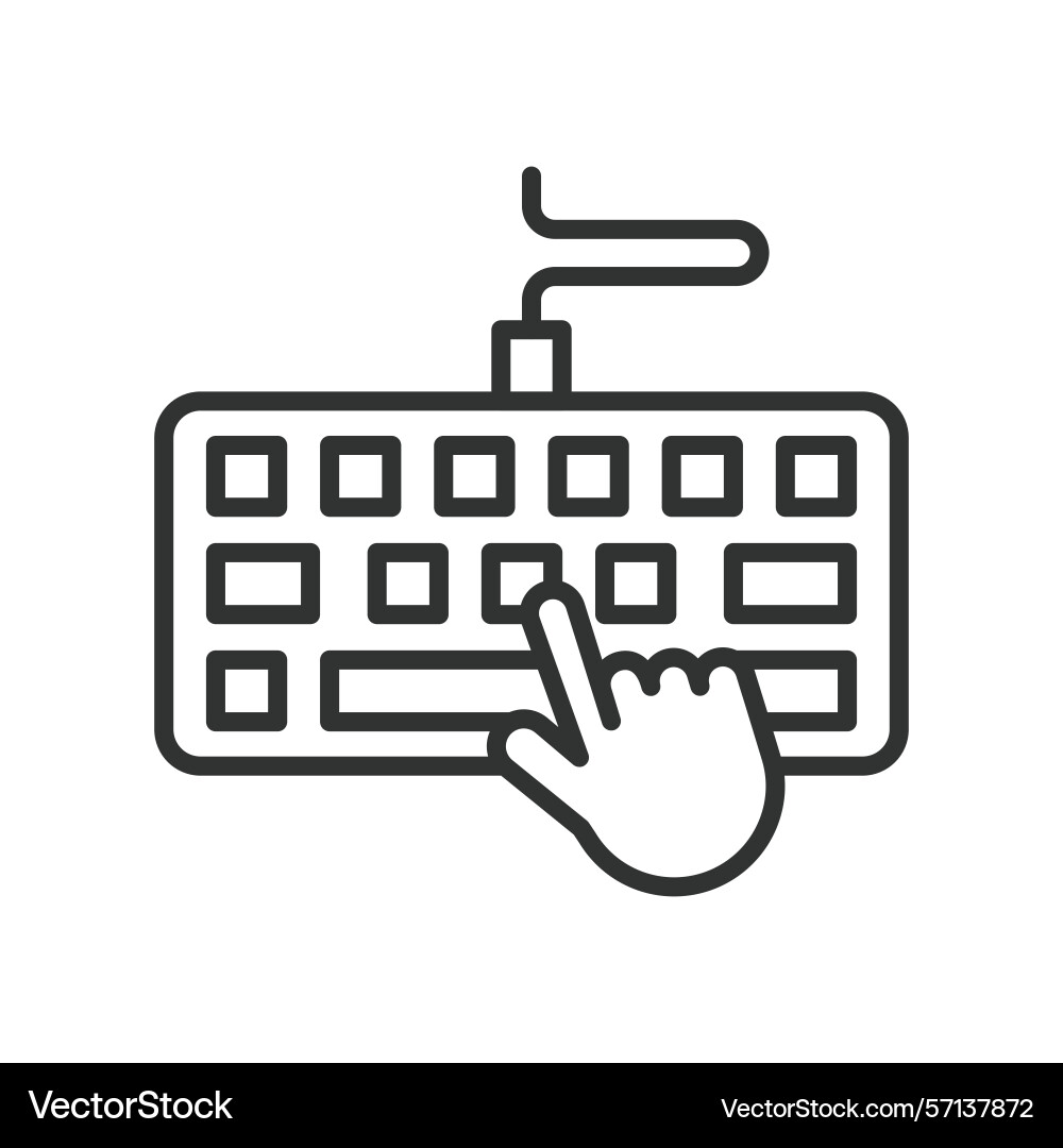 Keyboard typing icon in line design vector image
