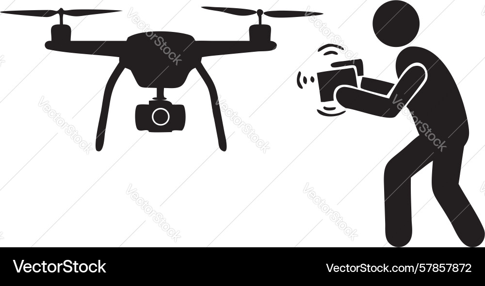 Man piloting drone with controller aerial Vector Image