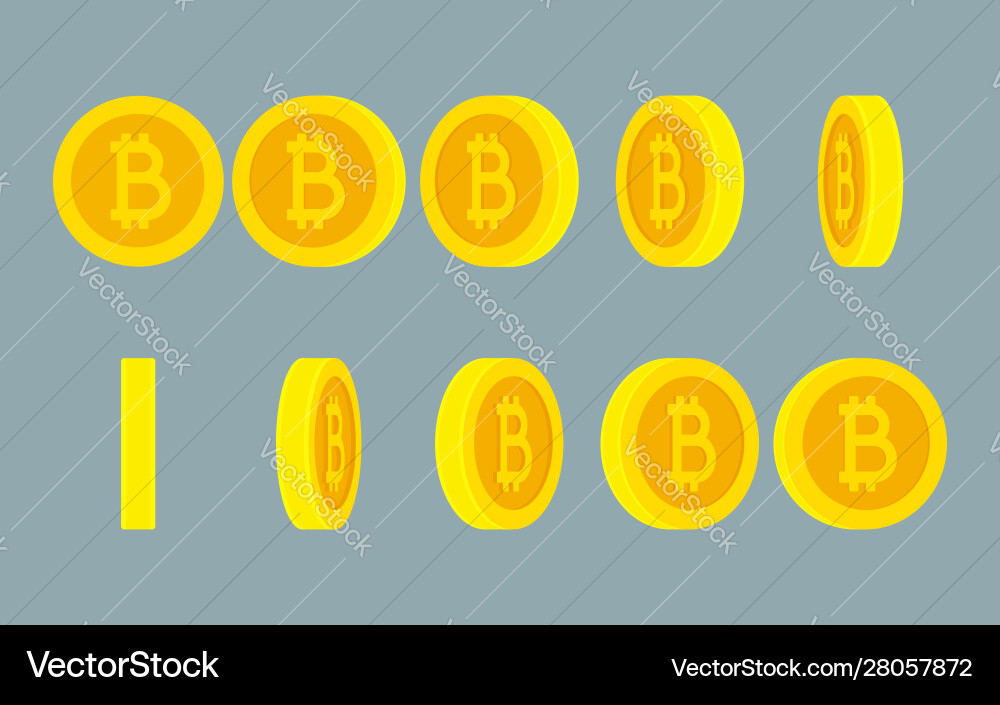 Rotating Bitcoin Animation Sprite Sheet vector image