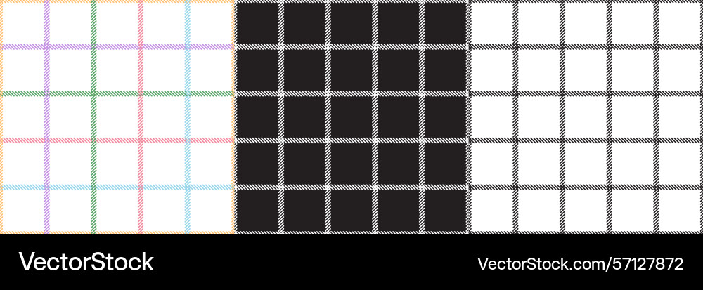 Set of monochrome and multicolored checked Set of monochrome and multicolored checked vector image