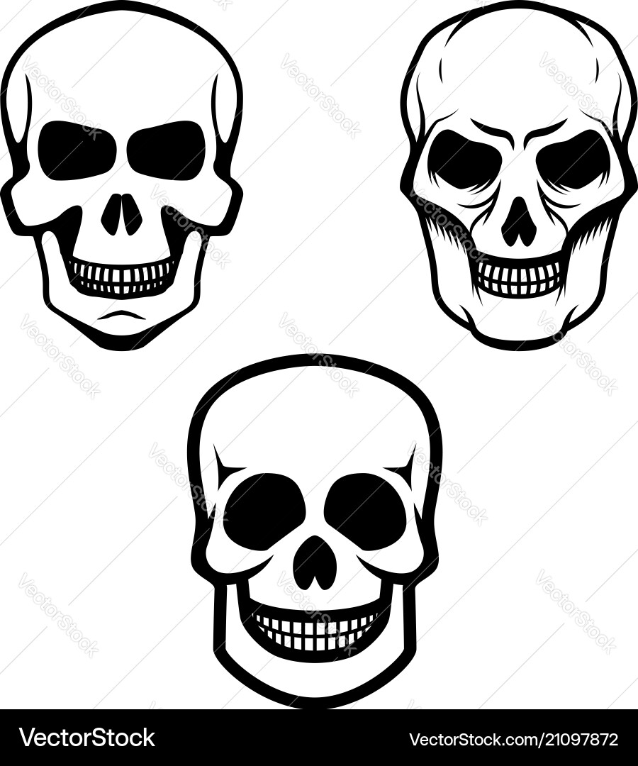 Skull Icon Set - Halloween Theme Vector Image