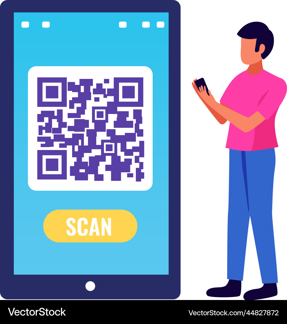 Smartphone qr scan composition Smartphone qr scan composition vector image