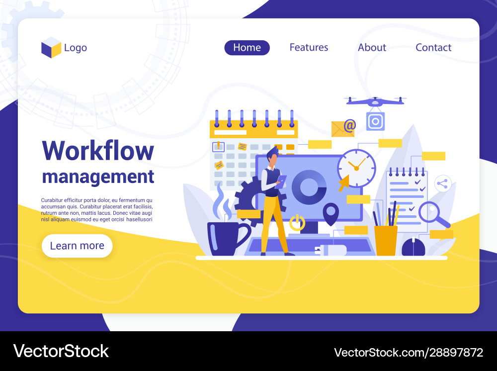 Workflow Management Landing Page vector image