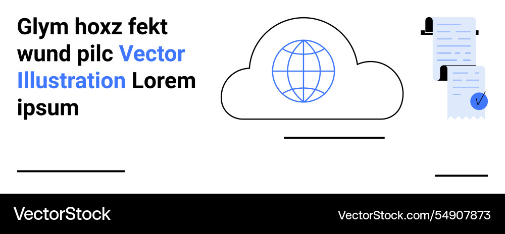 Cloud storage with globe icon documents and text Cloud storage with globe icon documents and text vector image