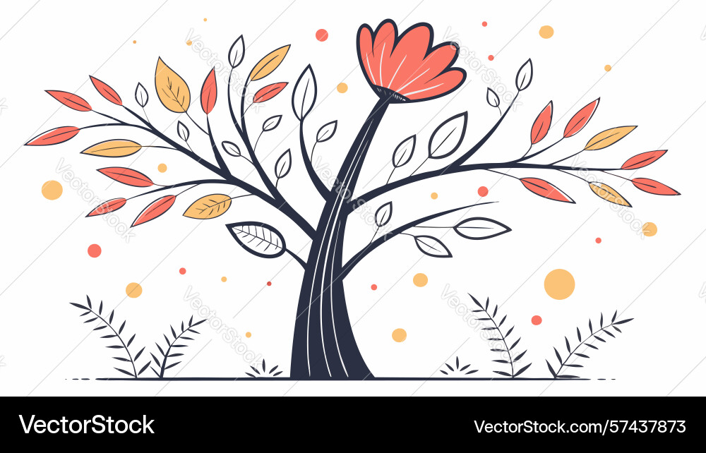 Dynamic flowering tree with unique foliage design Vector Image
