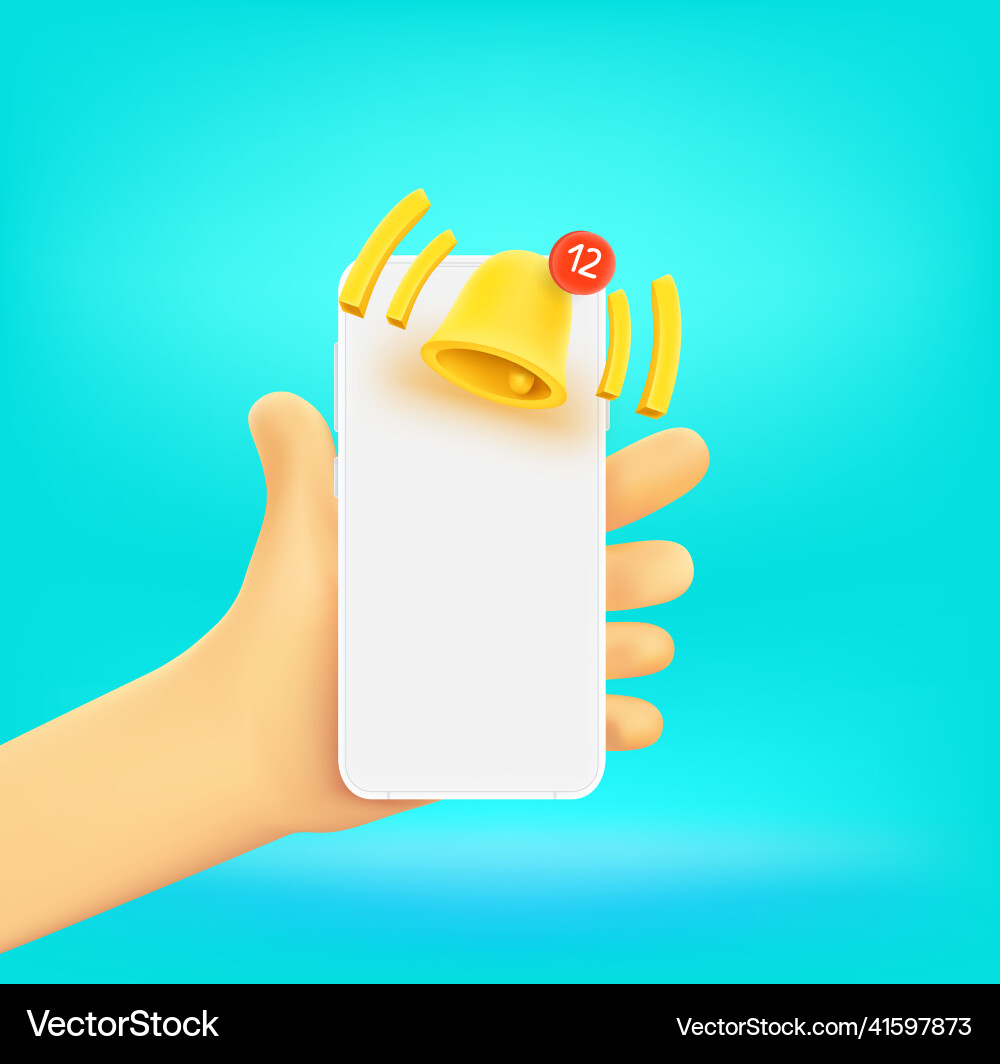 Man holding smartphone with notifications Vector Image