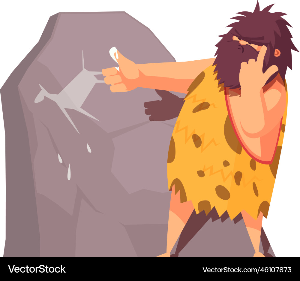 Primitive man drawing composition Primitive man drawing composition vector image