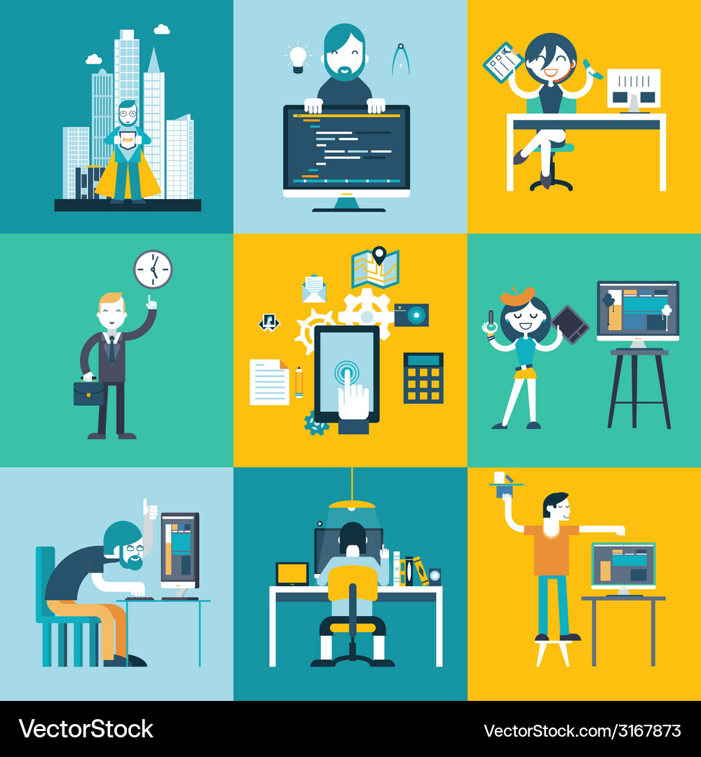 Tech Team Characters Vector Image