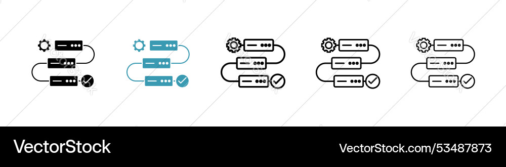 Workflow processline in thin line black color Workflow processline in thin line black color vector image