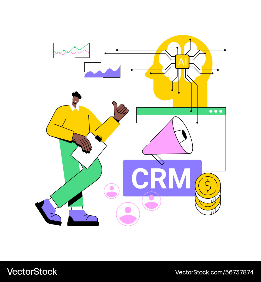 Ai-driven crm abstract concept Ai-driven crm abstract concept vector image