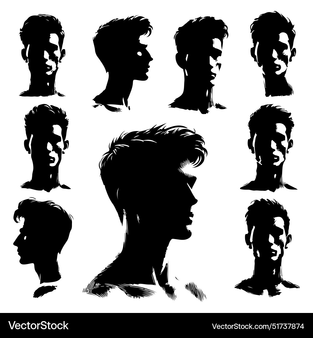 Silhouette set of a person head and shoulders Vector Image