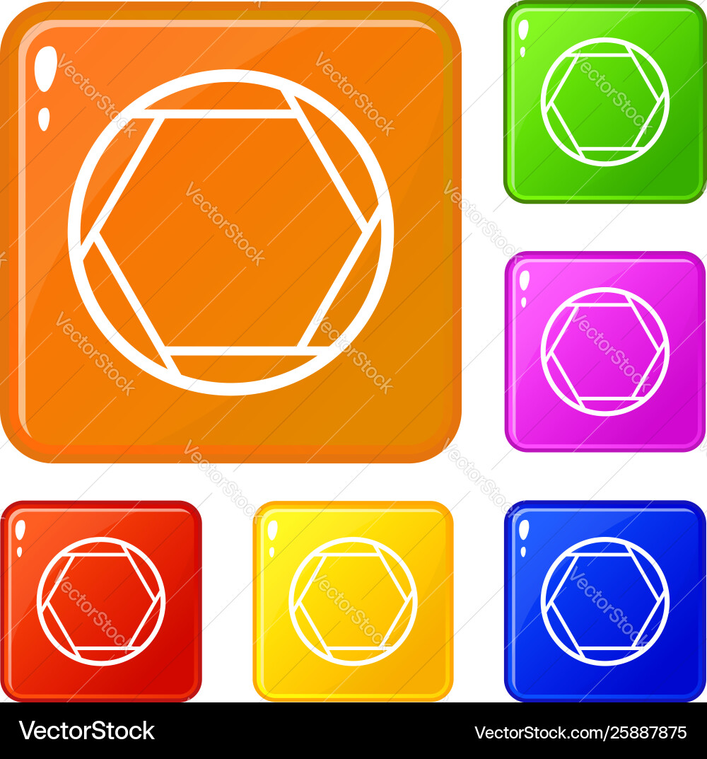 Closed objective icons set color Closed objective icons set color vector image