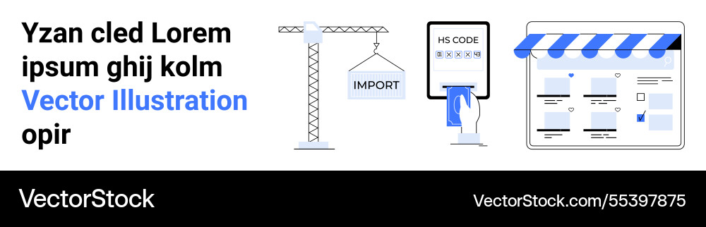 E-Commerce-Prozess online-shopfront hs-code-Scan Vektorbild