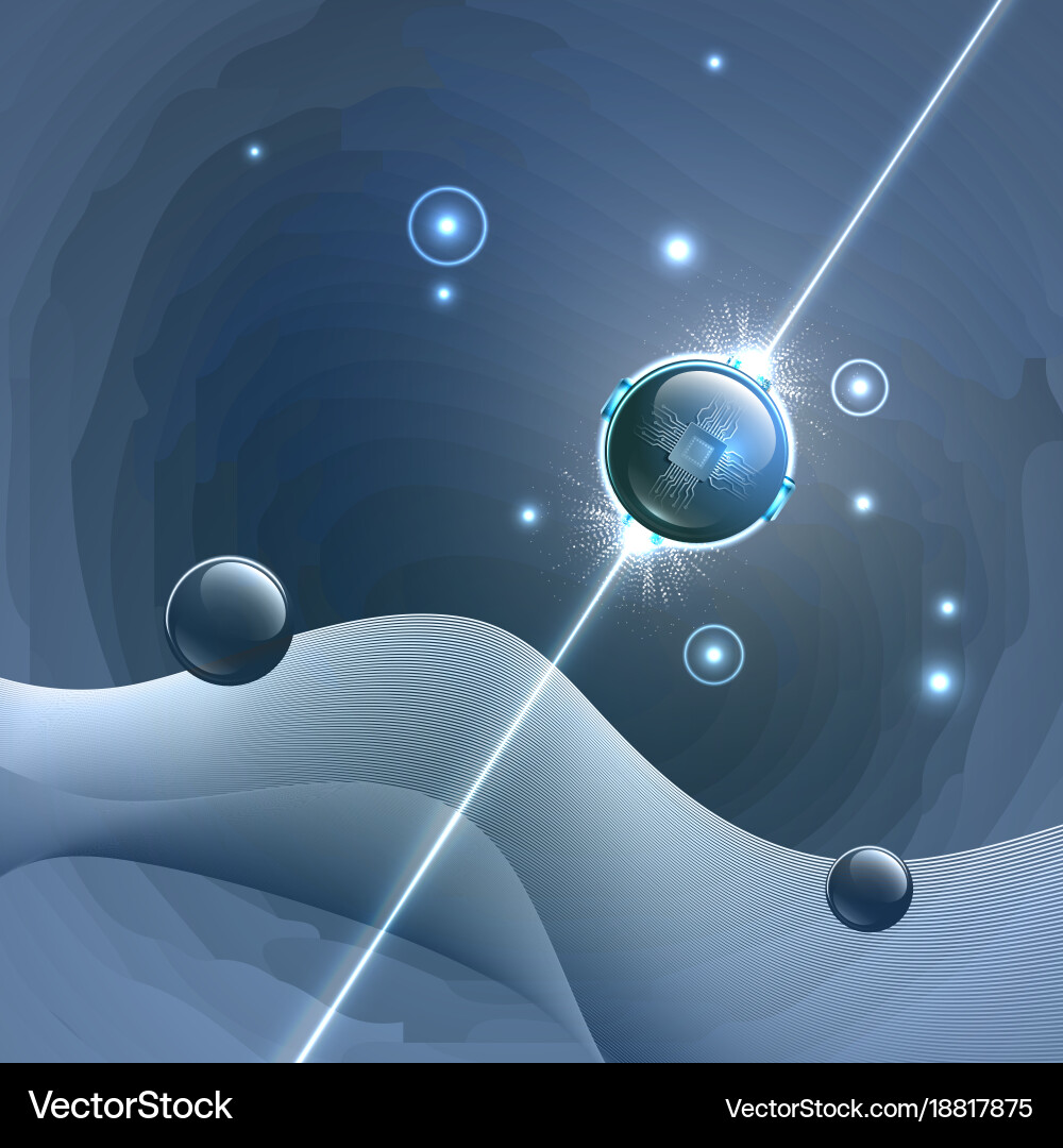 Particle with microchip inside vector image