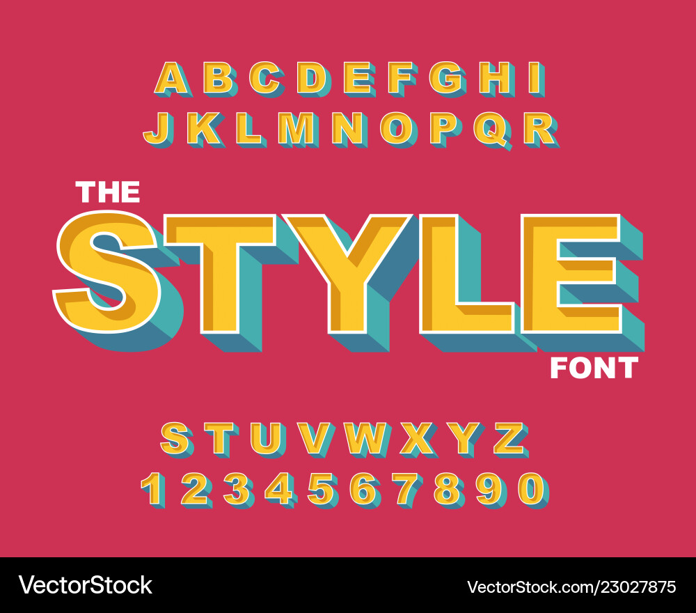 Retro 80s Bold Font Alphabet Vector Image