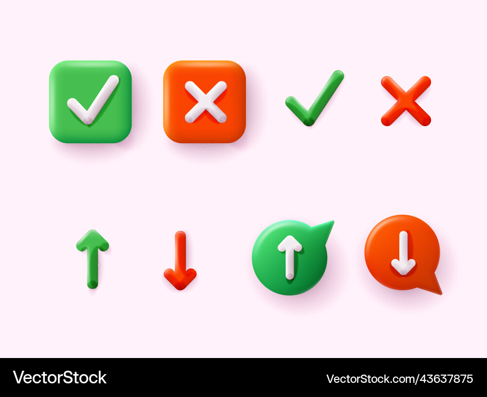 Set icons of check mark and cross symbols Set icons of check mark and cross symbols vector image