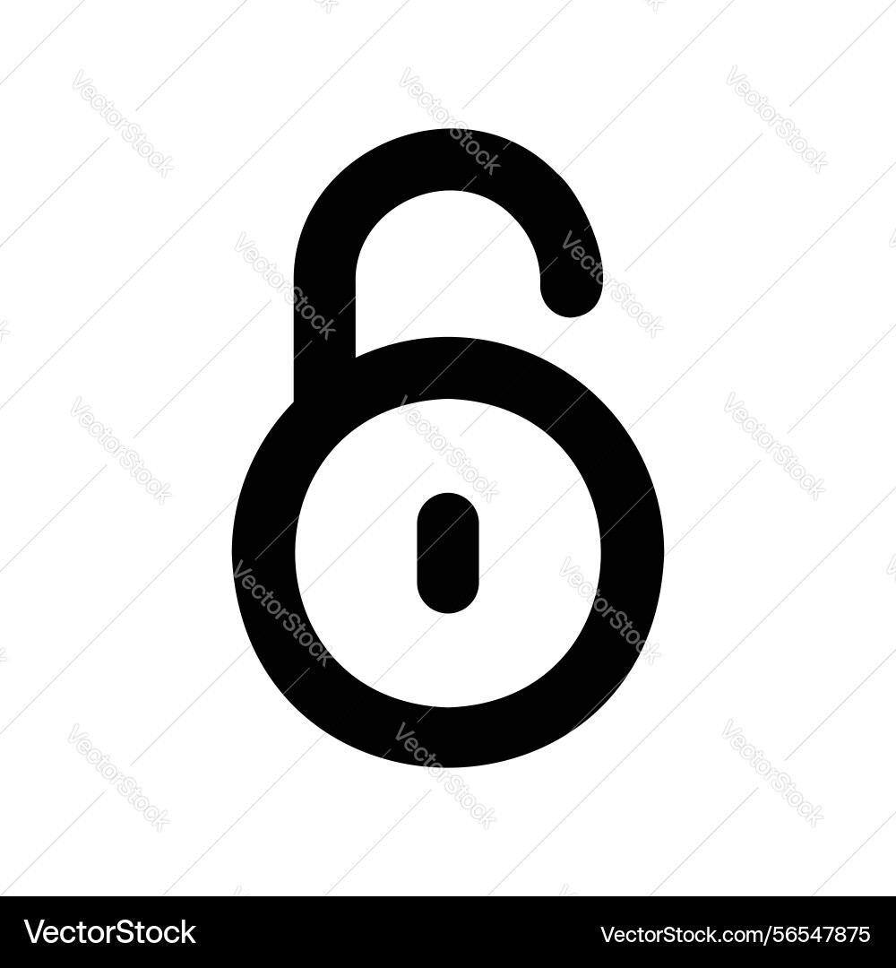 Simple outline icon of an open padlock indicating Simple outline icon of an open padlock indicating Vector Image