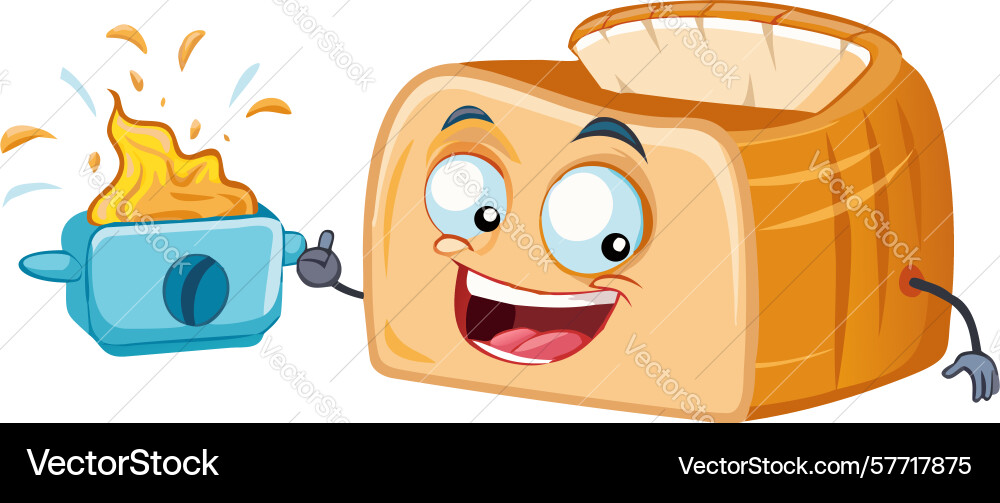 Toast character with toaster for perfect Vector Image