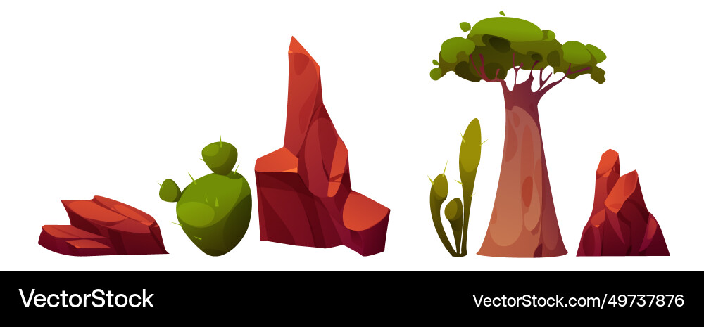 Elements for creating desert landscape Royalty Free Vector