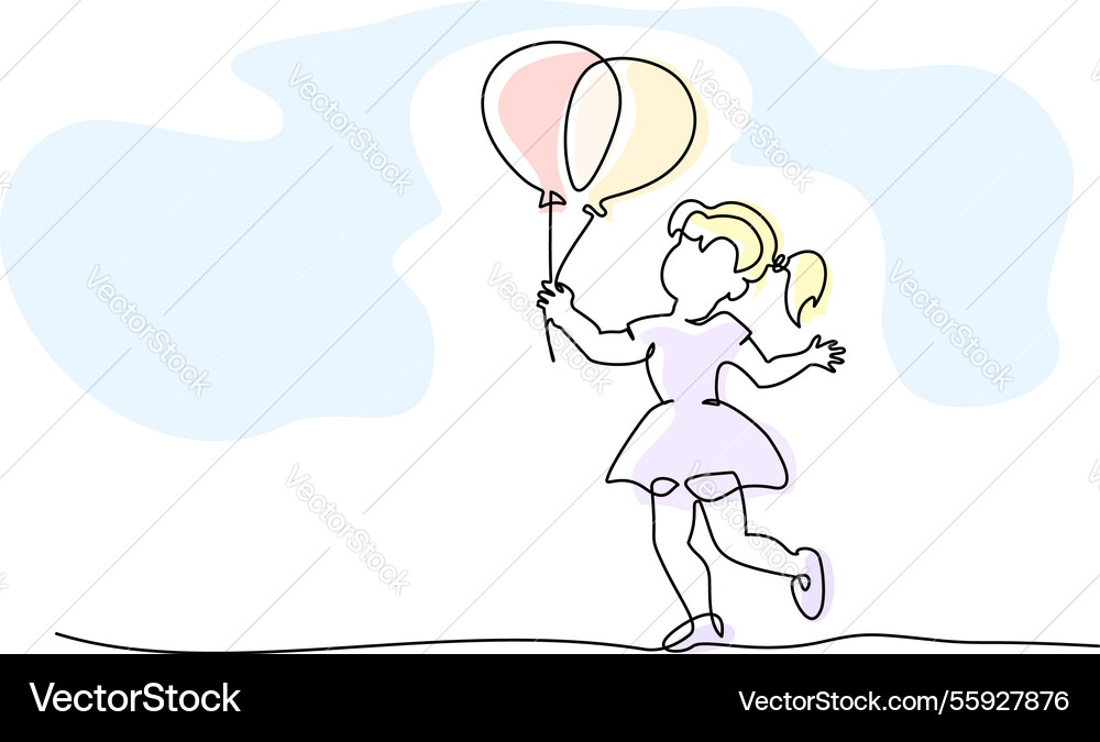 Girl with the balloons birthday greeting card Girl with the balloons birthday greeting card vector image
