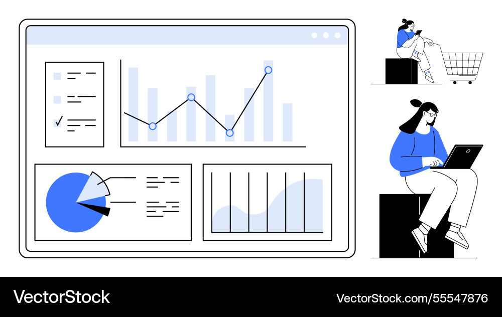 Interactive data dashboard with business analytics Interactive data dashboard with business analytics vector image