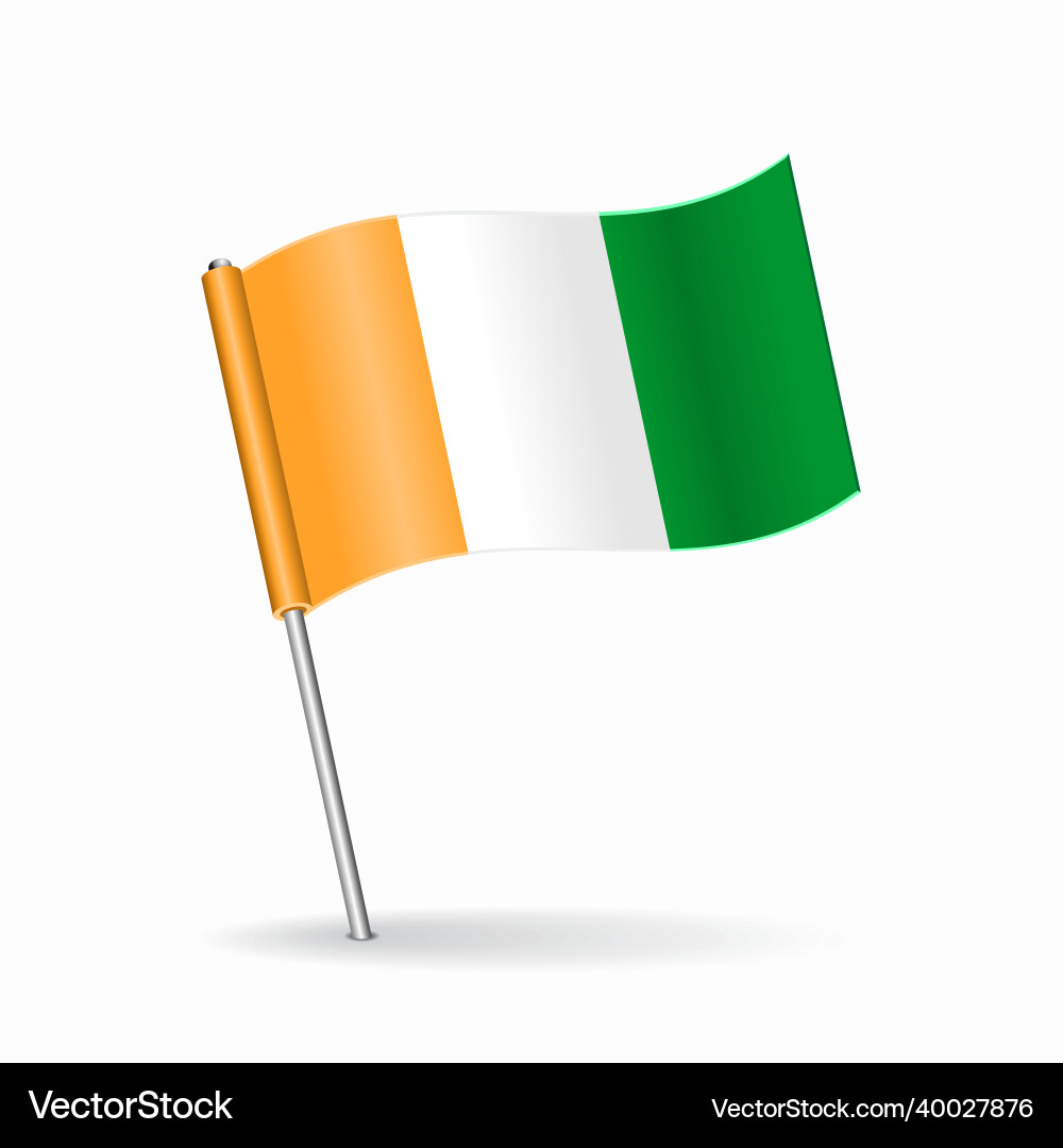 Ivory Coast Flag Map Pointer vector image