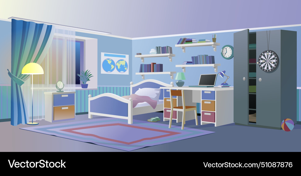 Kinderzimmer Nachtlampe Licht Bett Kinderzimmer Nachtlampe Licht Bett vektorbild