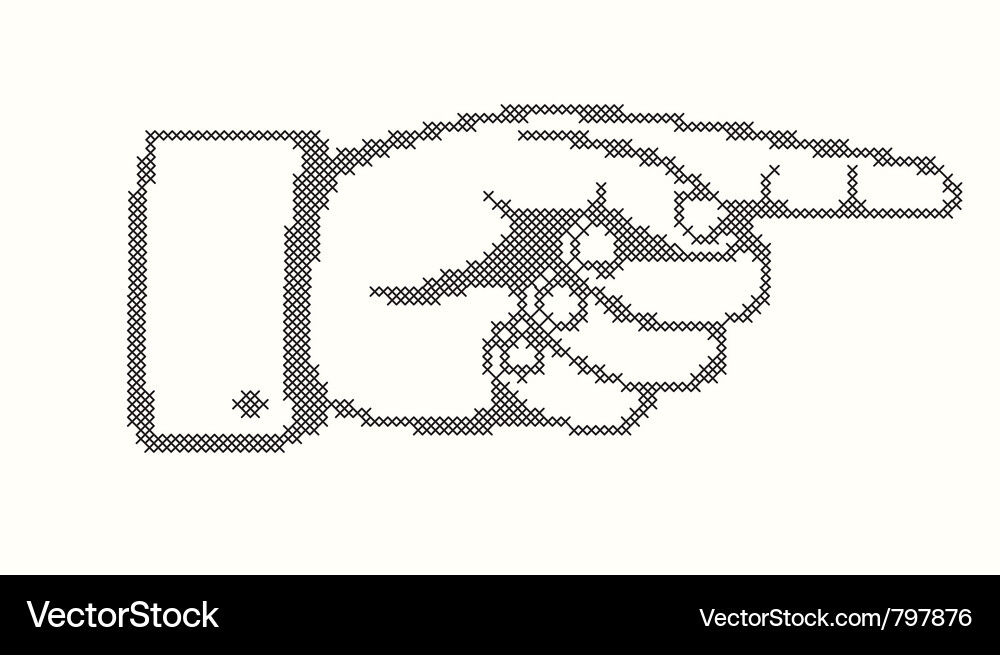 Kreuz Stitch Pointing Hand Vektorbild