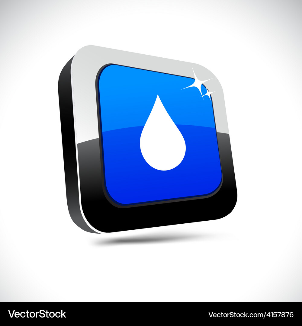 Rain 3d square button Vector Image