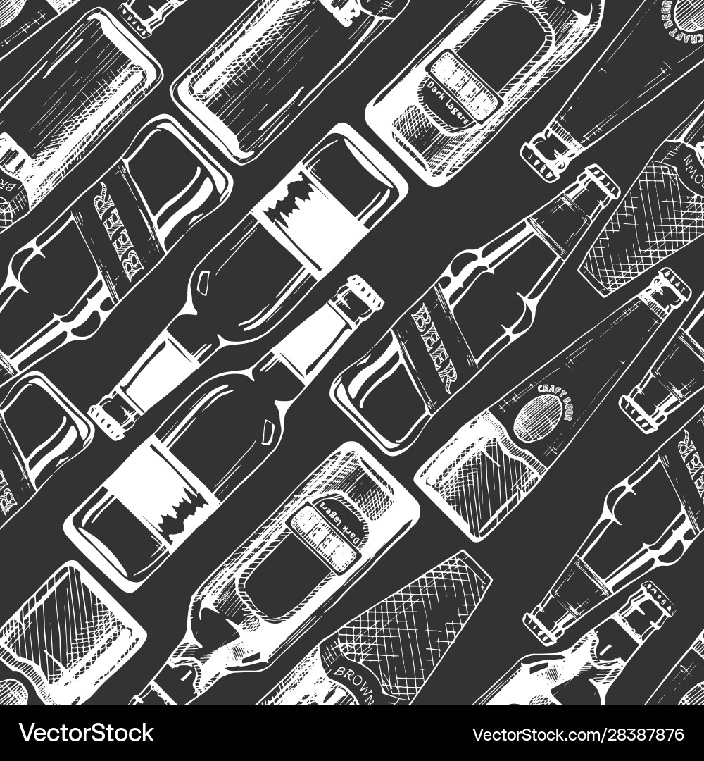Seamless pattern with different beer bottles Seamless pattern with different beer bottles vector image