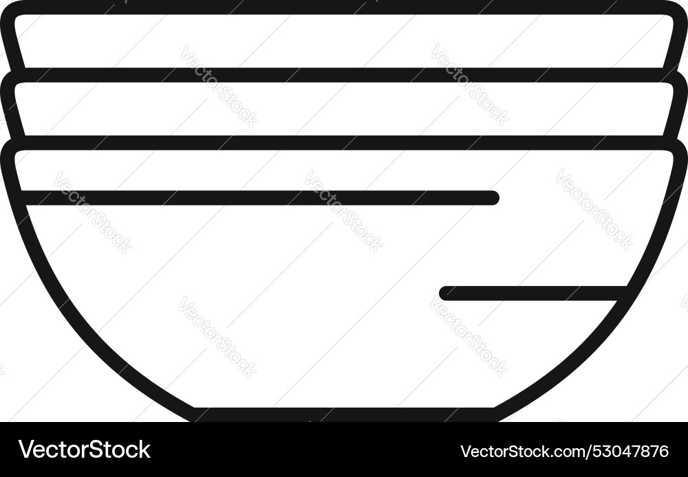 Stack of three clean empty soup bowls line art Vector Image