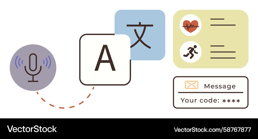 AI Language Translation & Voice Input Vector Image