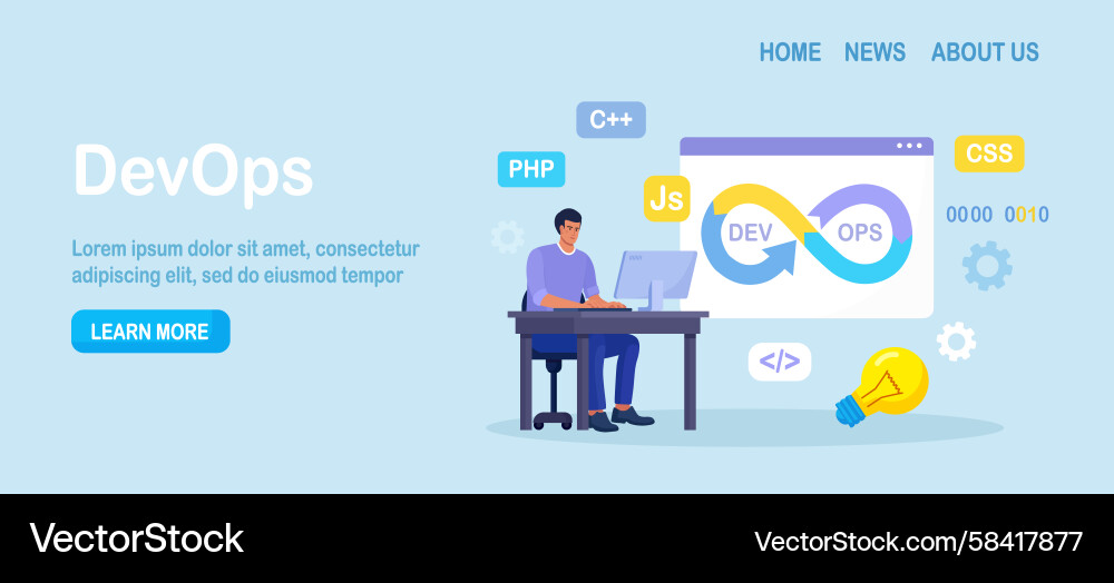 DevOps Programming Collaboration Vektorbild